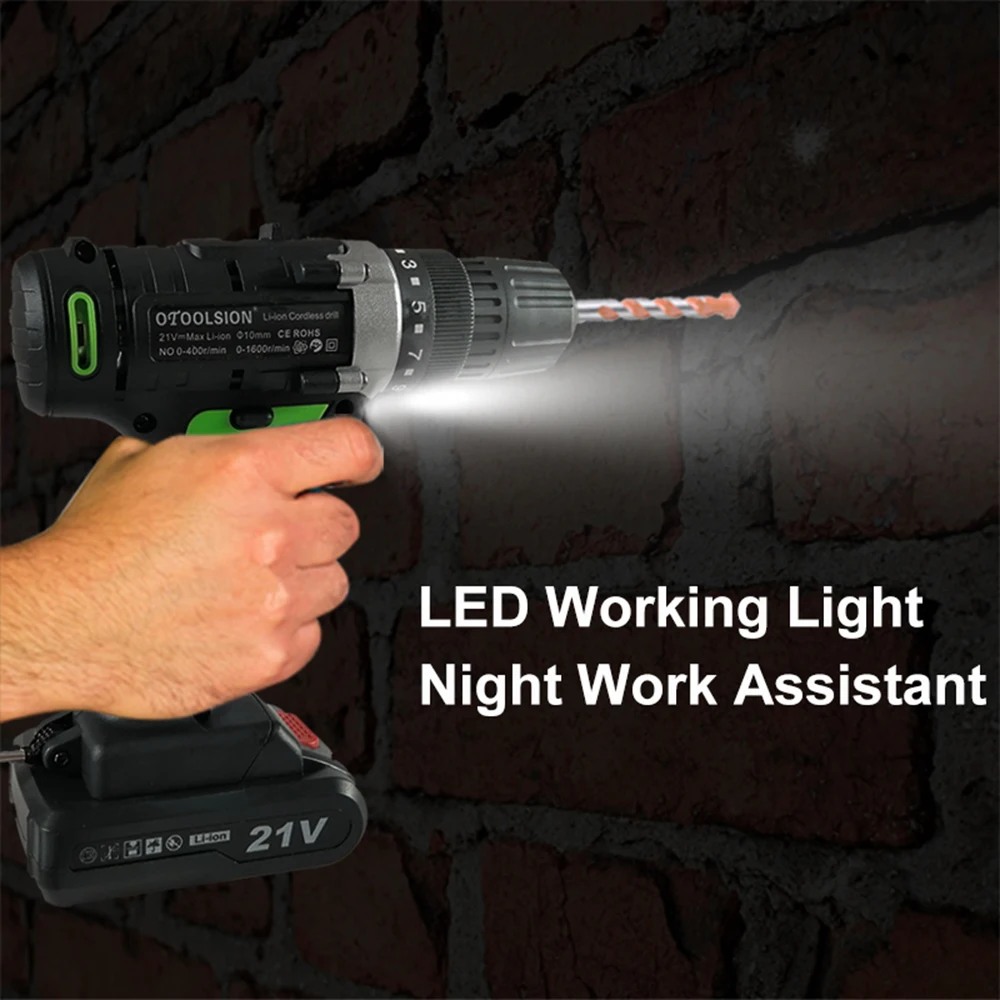 12V 21V 2Speed Cordless Drill Cordless Screwdrivers Power Tool Set Drill Electric Screwdriver Electric Drill with Free Bits Part (14)