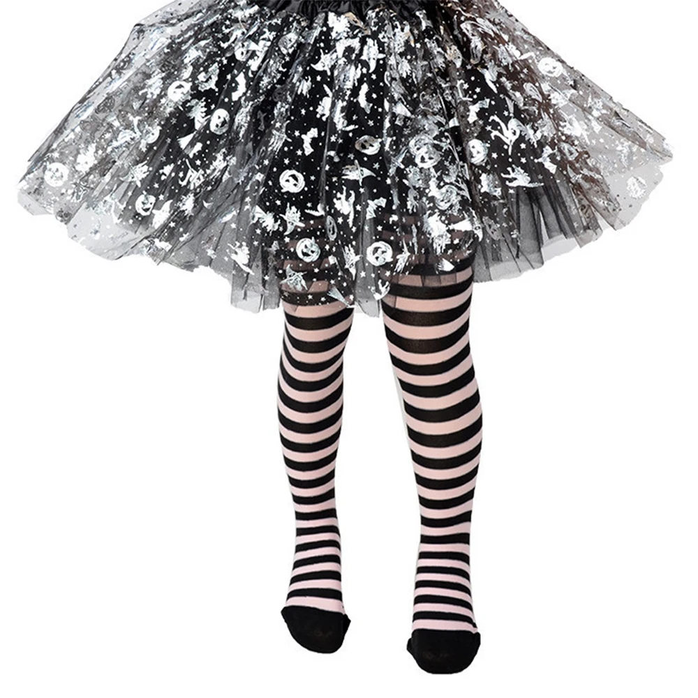 Разноцветные колготки в полоску для маленьких девочек на Хэллоуин; Стрейчевые брюки; обтягивающие брюки; детские танцевальные колготки; D40