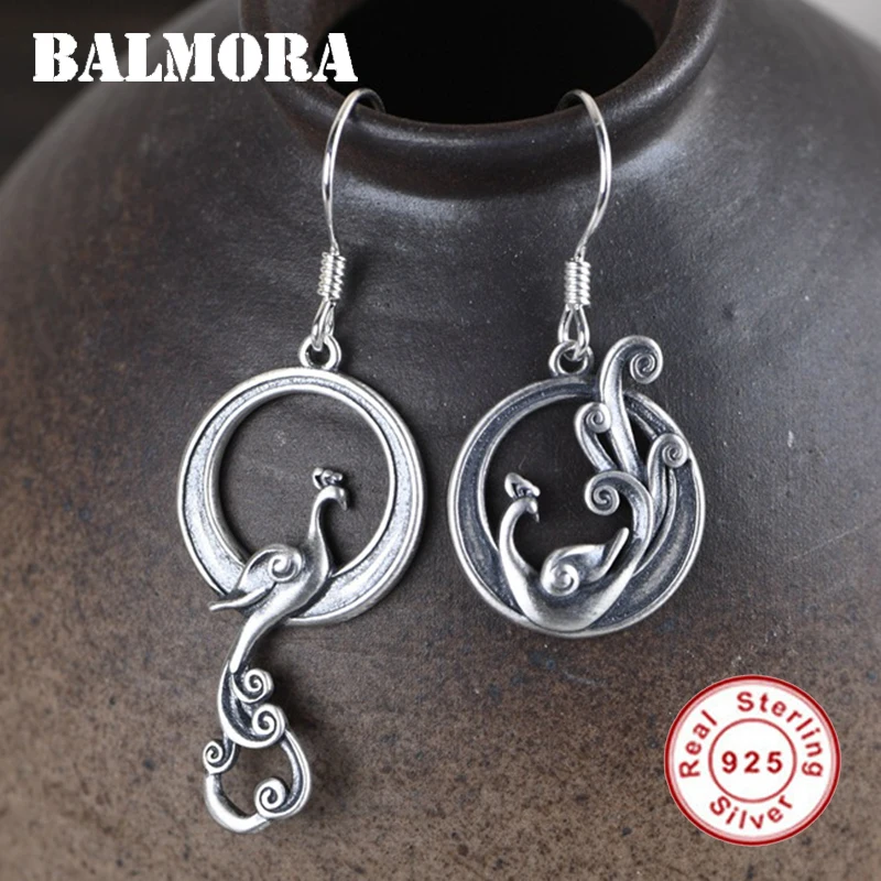 Женские серьги Феникс BALMORA винтажные подвески из настоящего серебра 925 пробы с