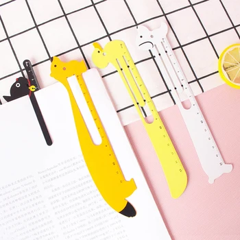 

15cm Cartoon Metal Ruler Student Stationery Cute Animal Measuring Tool Dual-use Bookmarks Straight Ruler Kids Learning Supplies