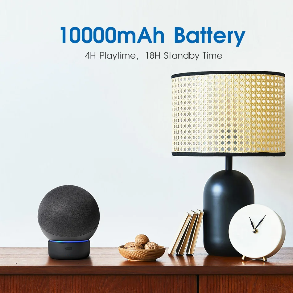 Base de Bateria para o Novo Banco de Potência Portátil para Echo Suporte de Montagem Amazon Alexa Alto-falante 10000mah 4 8h e4 Eco 4th Gen - Image 3