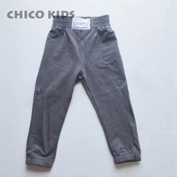 gray pant Детская осенне-Весенняя махровая хлопковая рабочая одежда с большим карманом для мальчиков и девочек хлопковые поддельные штаны из двух предметов детские узкие джинсовые штаны - Цвет: gray pant