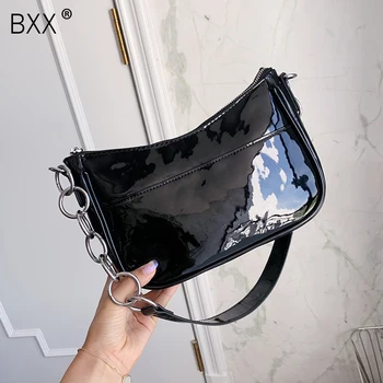 

[BXX] Patent Leather Chain Design PU Leather Crossbody Bags For Women 2020 Summer Shoulder Handbags Female Travel Bag HM784