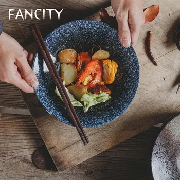 

FANCITY Retro Japanese Cuisine Ceramic Tableware Ramen Bowl Large Spicy Bowl Consumer and Commercial Large Bowl