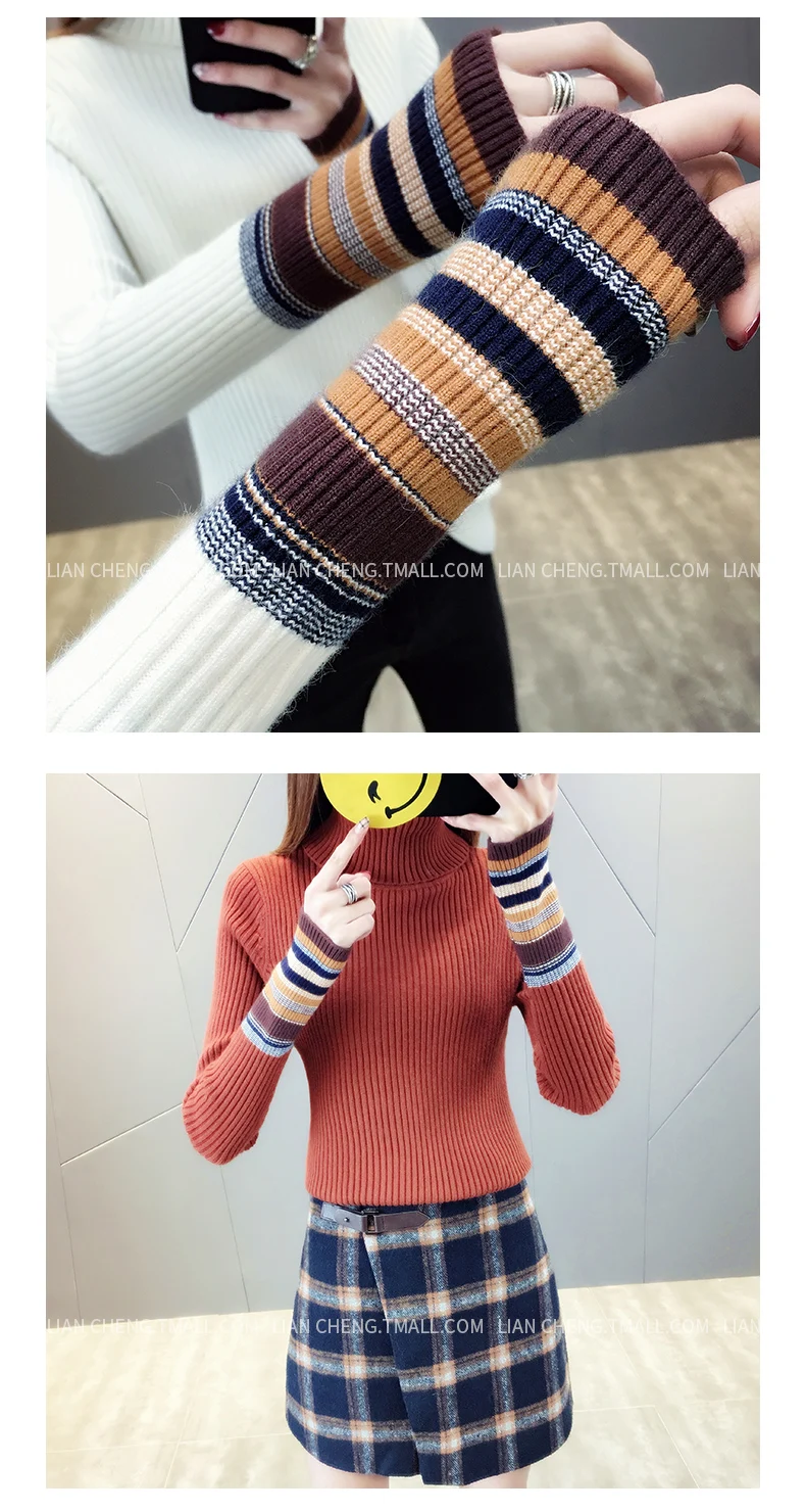 Кашемировый свитер, Женский Повседневный шерстяной пуловер с длинными рукавами и высоким воротом, зимние женские вязаные топы