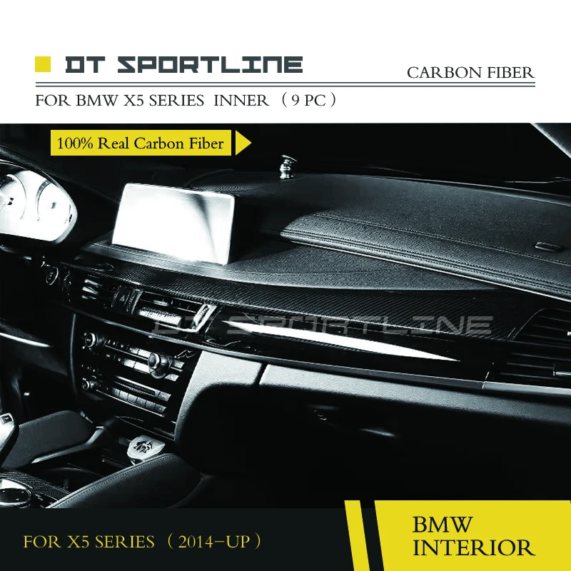 Реальные углеродного волокна внутренняя отделка двери для BMW X5 серии F15 F16 приборной панели комплект центральной консоли AC крышка+ стайлинга автомобилей