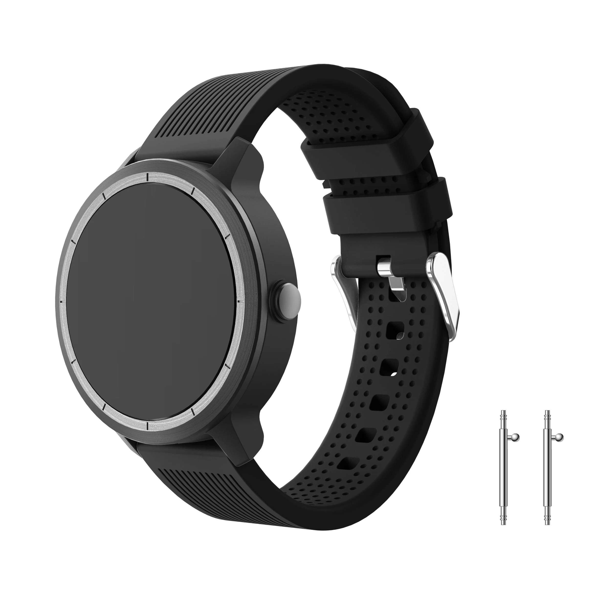 Yayuu полосатый силиконовый универсальный ремешок Quick Release Band для Garmin Vivoactive 3/HR/Forerunner 645/huawei Watche 2/Ticwatch E - Цвет: Black