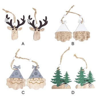 

Novelt Wooden Bo Girl Christmas Tree Pendant Cute Santa Claus Elk Decoration Ornament Part New ear Gifts
