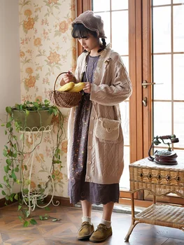 

Women's Mori sweet lace woolen cardigan wear knitted coat mid-length loose sweater cardigan for 2020 autumn and winter