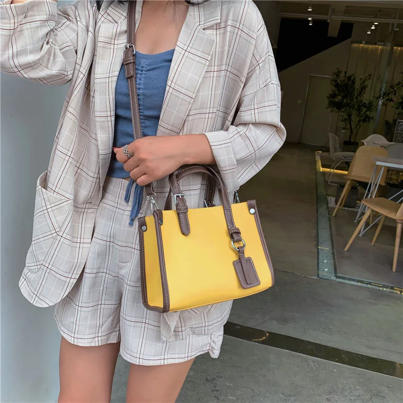 

High Grade Sense Bag Women's 2019 New Style Europe And America-Style Contrast Color Soft Leather Different Size Bags Western Sty
