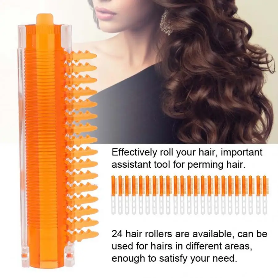 24pcs Wavy Curly Hair Roller With 1 Comb Fluffy Perming Rod Perm