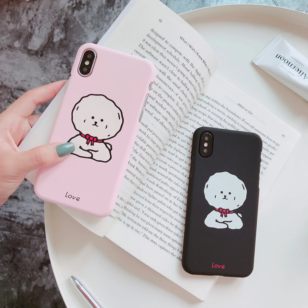 

New Lovely Cute Lady Boy Man Pattern Case For iphone 6 6S 7 8 Plus X XR XS Max Black Cover Ip 6plus 7plus 8plus XsMax Hard Cases
