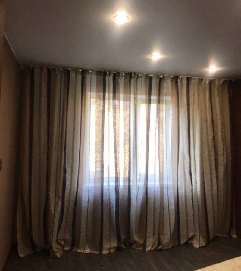 Современные короткие универсальные Шторы льняные тканевые оконные шторы в полоску кофейного цвета роскошные тюлевые декоративные шторы для гостиной AP222& 20