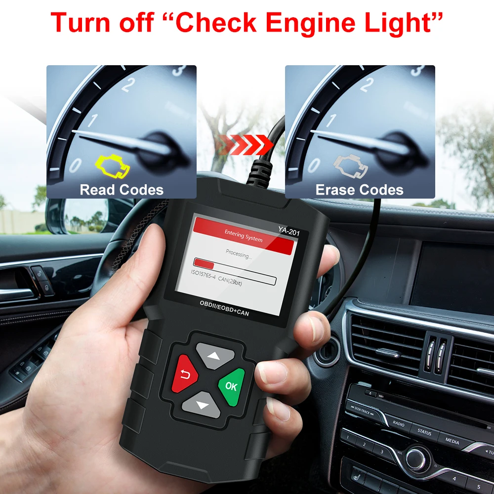 US $26.17 Error Code Reader Ya201 Automotive Diagnostic Tool Obdii Eobd Check Engine Light Lifetime Free Update Pk Cr3001 Car Obd2 Scanner