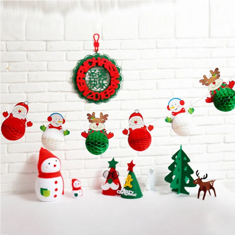

New Christmas Decorations For Home Snowman Christmas Decorations Paper Balls Flowers Festive Party Wall Decoration Prop