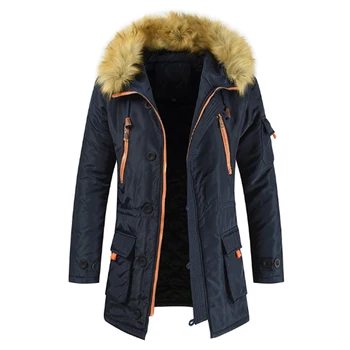 

2019 Mens New Fashion Winter Jacket Men Thick Casual Outwear Jackets Men's Fur Collar Windproof Parkas Plus Velvet Warm Coat