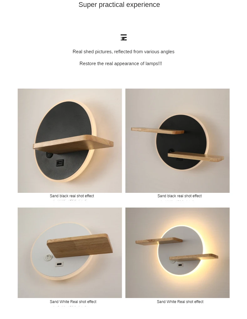 bathroom sconce lights Nordic LED Wall Lamp Storage Light With Switch And USB Charging Port Indoor Lighting For Bedside Living Room Study Light Fixture plug in wall lights