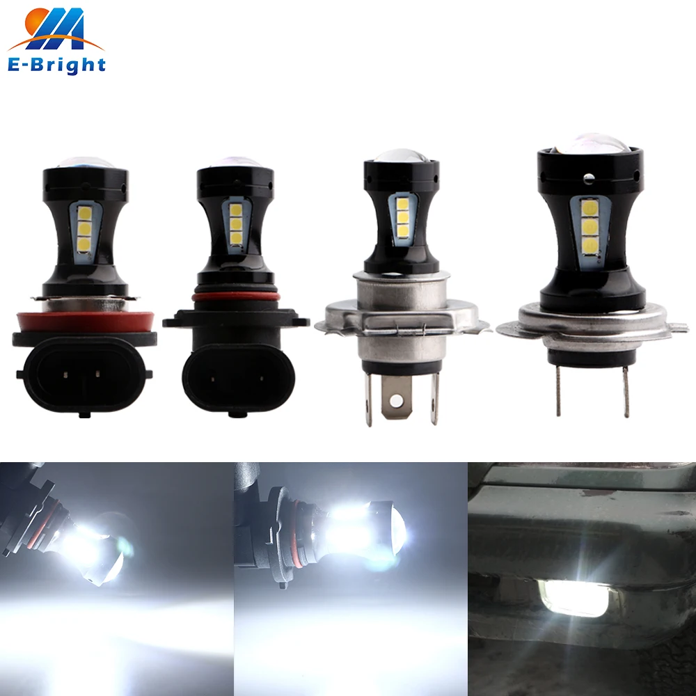 2pcs 9V to 30V Lens 3030 18 SMD Led Bulbs 9005 9006 H4 H7 H11 White 6500K For Cars Trucks Motorcycles Headlight Fog Lights | Автомобили и