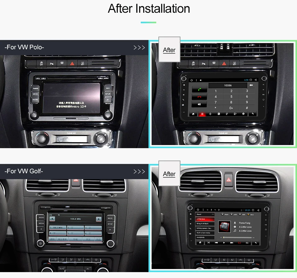 Top Uniway 8" 2 din android 8.1 car dvd for vw passat b6 b7 golf 5 6 tiguan polo octavia rapid fabia multimedia navigation player 2