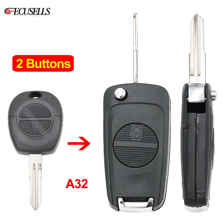 Складной чехол для автомобильного ключа-пульта с 2 кнопками смарт-ключа A32