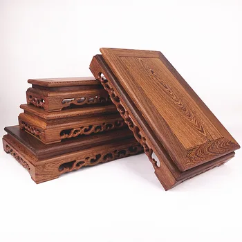 

Mahogany carving crafts Buddha statue base chicken wings wooden rectangular vase odd stone base solid wood support