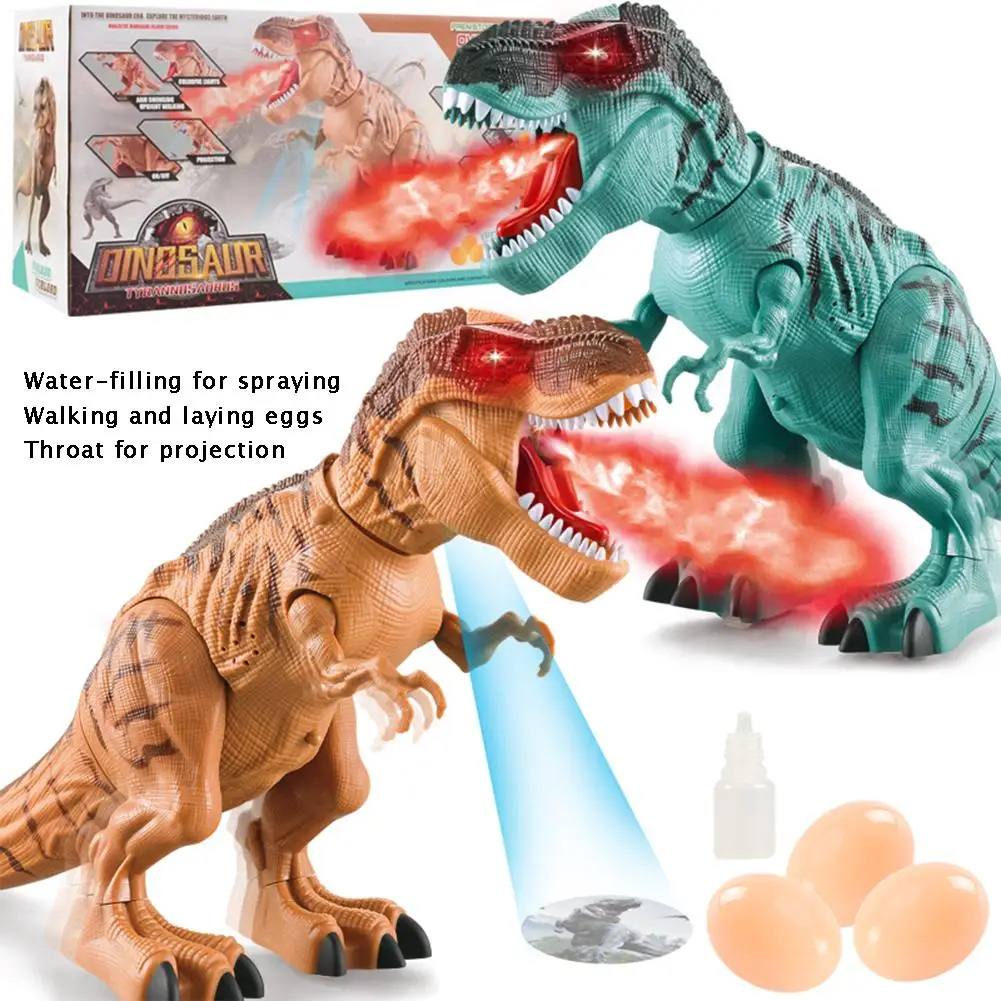 Имитация пламени спрей тираннозавр Т-Рекс Динозавр игрушка Дети ходьба динозавр вода спрей красный светильник реалистичные звуковые электрические игрушки