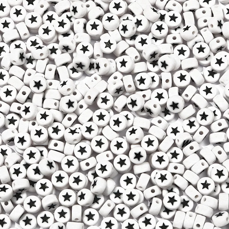 100pcsDIY Beaded Material Early Education Acrylic Stars Peach Heart Letters Luminous Flat Beads 5 BSD357-03WH