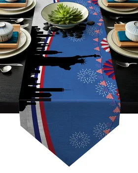 

Independence Day Statue Of Liberty Celebration Table Runner Table Flag Home Party Decorative Tablecloth Table Runners