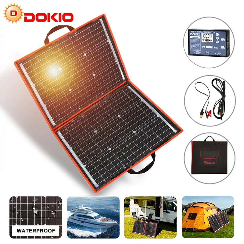 Solar-Panel Foldble Travel Flexible Outdoor Portable Dokio Boat 80W Mono 18V for 