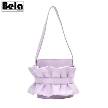 

BelaBolso Ruched Bucket Bags For Women Small Handbags Shoulder Bags Female Fashion Composite Bag Purse Pouch Ladies Totes HMB797