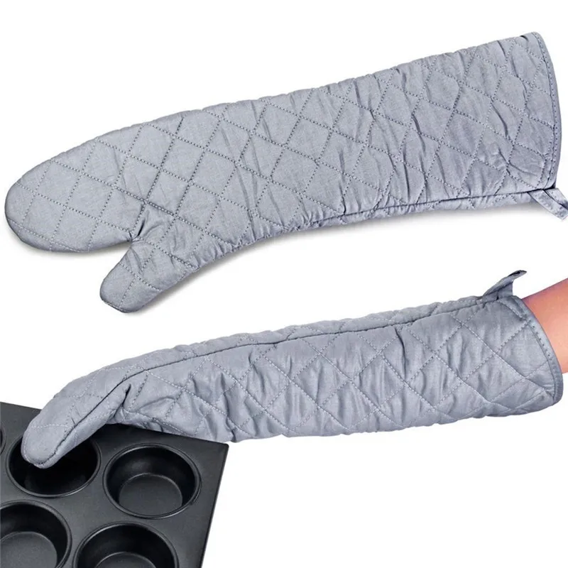 58cm Non-Slip Microwave Oven Gloves Creative Long Mitt Kitchen Glove for BBQ Heat-Resistant Cotton Cooking Barbecue Baking Tools