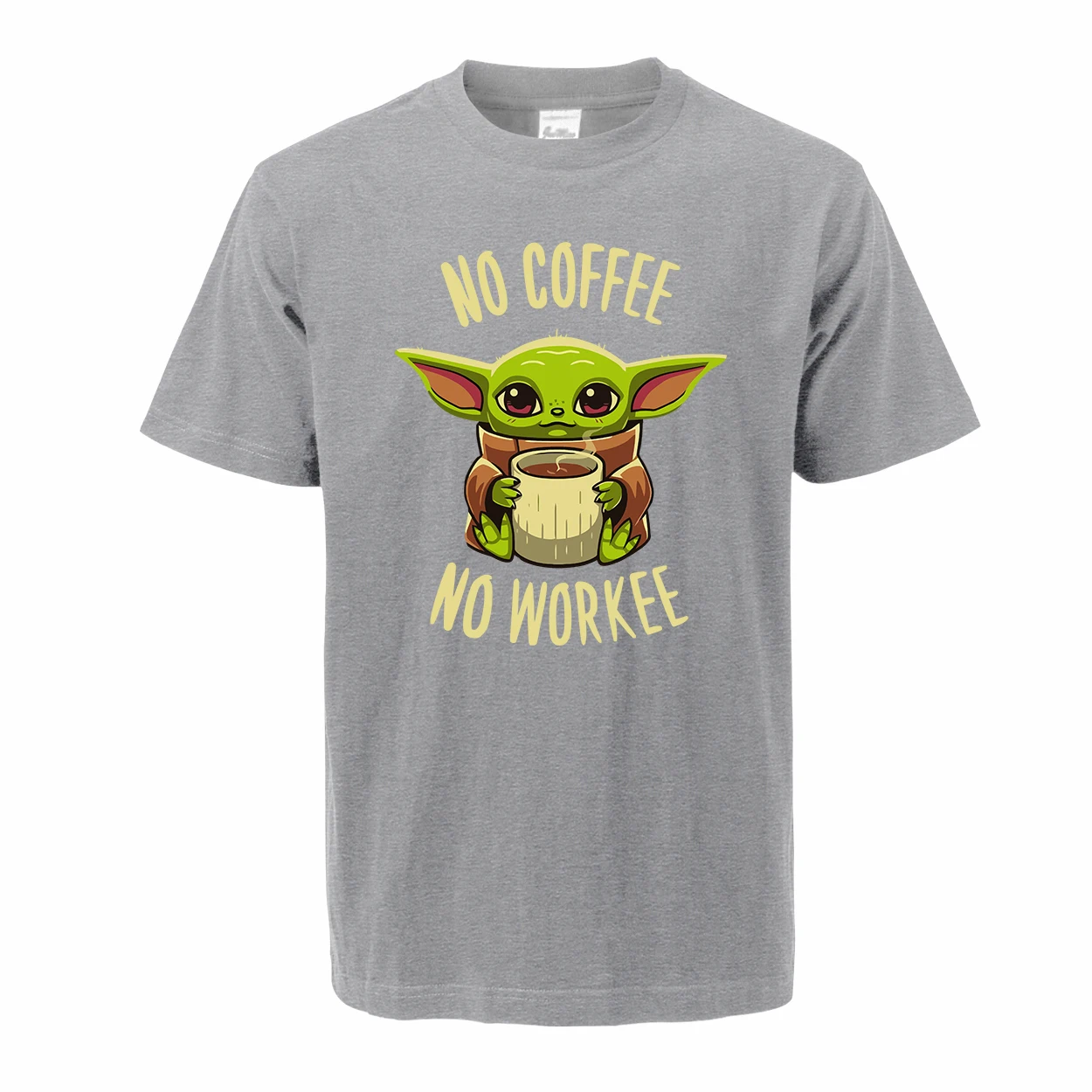 Mandalorian Baby Yoda 3D футболка для мужчин 2020 Лето милый No Coffee Workee с коротким рукавом