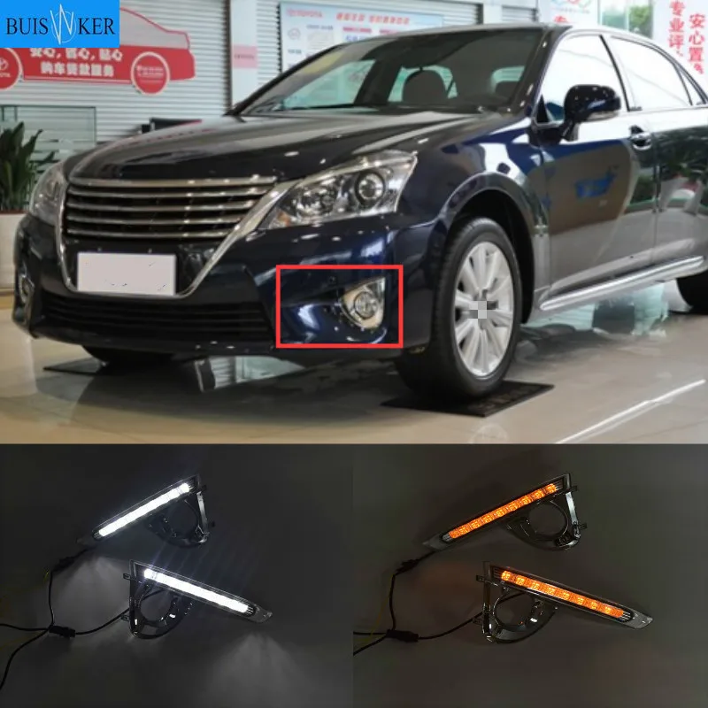 

Дневные ходовые огни, 12 В, DRL, желтый сигнал поворота, мигающий для TOYOTA CROWN 2013-2015