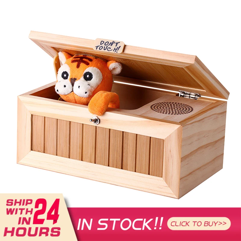 2021 Wooden Electronic Useless Box Cute Tiger Funny Toy Gift For Kids Interactive Toys Stress-Reduction Desk Decoration Gag Toys