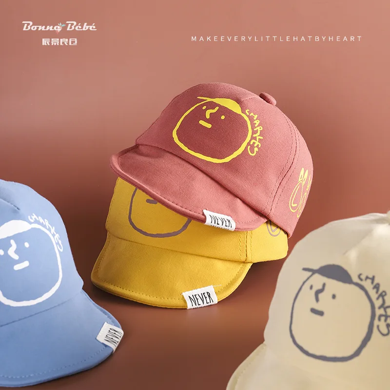 

hatChildren Brim Spring Pure Cotton Versatile Cartoon Face Soft Eaves Baby Baseball Cap Sun-resistant New Style Fashioncap