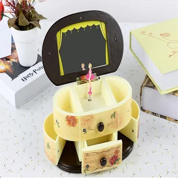 

Pink Beautiful Ballet Dancer Doll Music Box Jewelry Organizer Make Up Box Portable Musical For Kids Girls Children Gift WS157