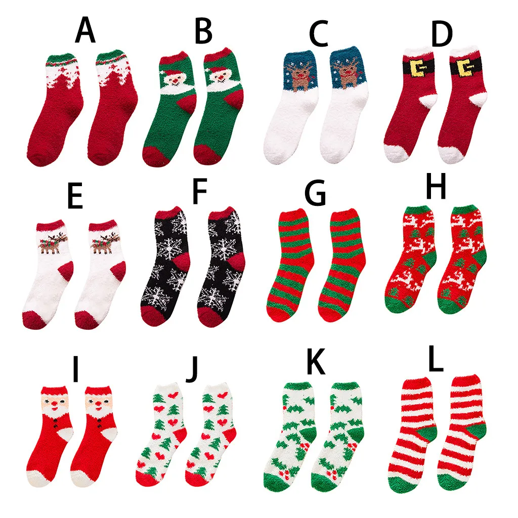 5 пар; рождественские носки; Теплые Зимние Повседневные носки для женщин и девочек; мягкие носки-тапочки; Забавные милые рождественские короткие носки для сна с героями мультфильмов