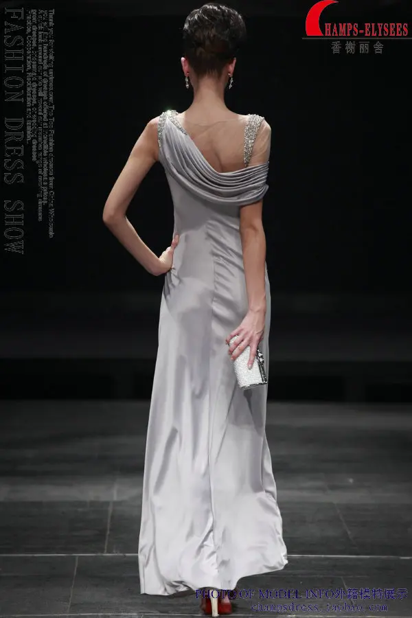 Новая мода, хит, vestido longo, короткий рукав, robe de soiree, официальное, расшитое бисером Серебряное Сексуальное Платье, вечерние платья для матери невесты