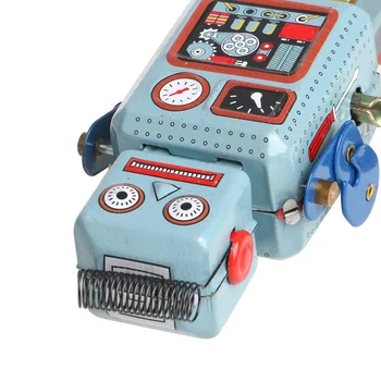 

Vintage Mechanical Clockwork Wind Up Walking Robot Tin Toy Kids Gift Collection 72XC