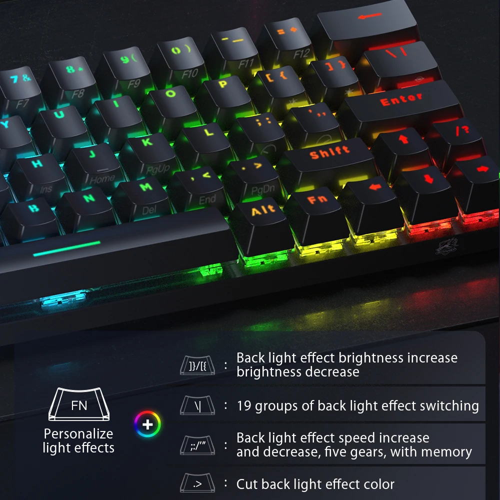 BlitzWolf BW KB1 Беспроводная клавиатура Bluetooth Gateron Switch RGB 63 Расположение клавиш NKRO Type C