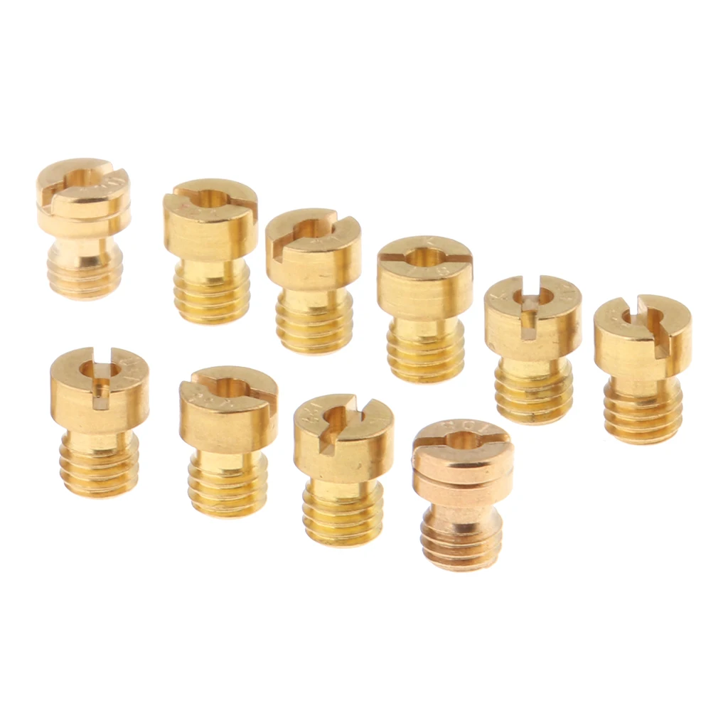 10pcs M5 Thread Carburetor Main Jet Kit 108 110 112 114 115 116 118 120 122 124 Size Replacement for GY6 125cc-150cc