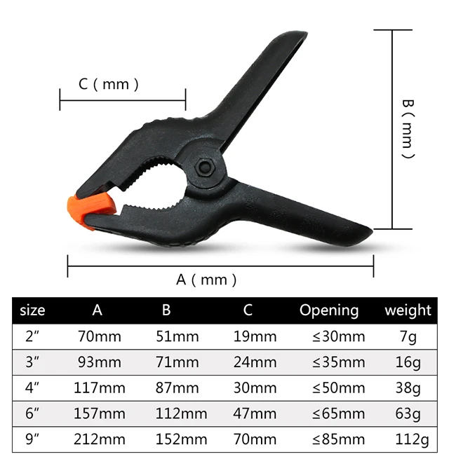 2/3/4/6/9inch Spring Clamp Woodworking Clamps Multifonction Mini Diy Tools For Paper Photo Backdrop Background DT248
