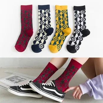 

calcetas largas mujer meia moda high socks fall termica happy luxury feminina modis streetwear novedades 2019 1 pair