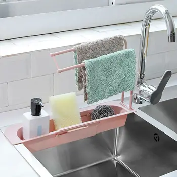 

Telescopic Sink Rack Holder Expandable Storage Drain Basket for Home Kitchen 449C