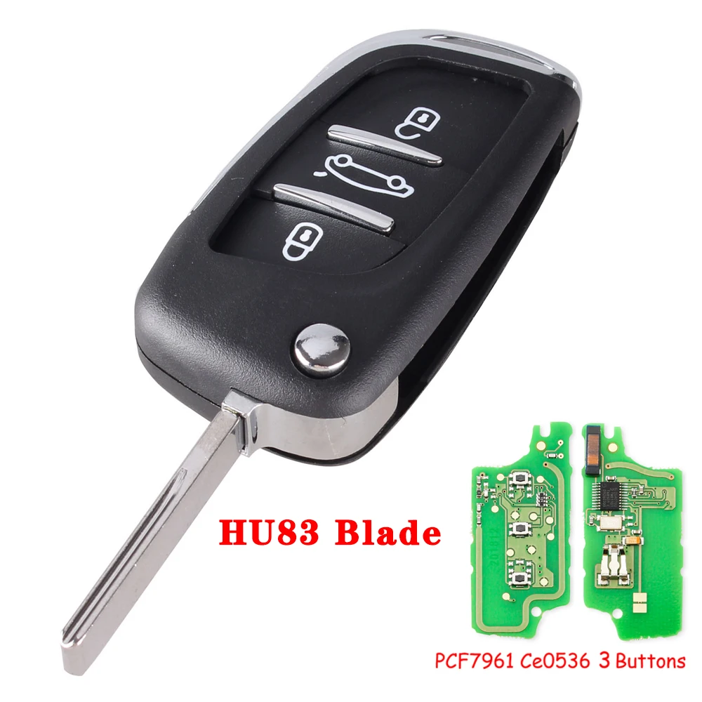 KEYYOU HCA/VA2 Blade CE0536 433 МГц ASK модифицированный дистанционный Автомобильный ключ для Citroen C4 C5 C3 C2 PICASSO PCF7961 ID46 2/3 кнопки - Цвет: 3BT CE0536 HU83