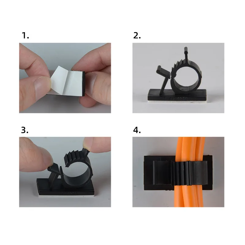 Cable Clip Adjustable Organizer Plastic Mounts Clamp Cord Management Holder Fixed 10PCS For Car Desk