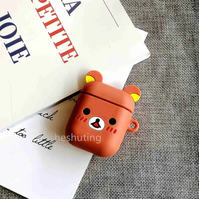 happybear Для AirPods чехол 3D милый бисквит чехол для наушников s для Apple Airpods 2 забавная Защитная крышка без кольца на палец - Цвет: happybear
