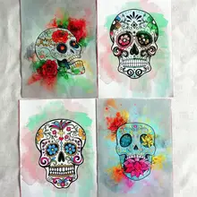 ZENGIA сахарный череп картина маслом Хлопок Холст Ткань для шитья украшения позиционирование ткань 15x20 см мексиканский Череп Печать Ткань