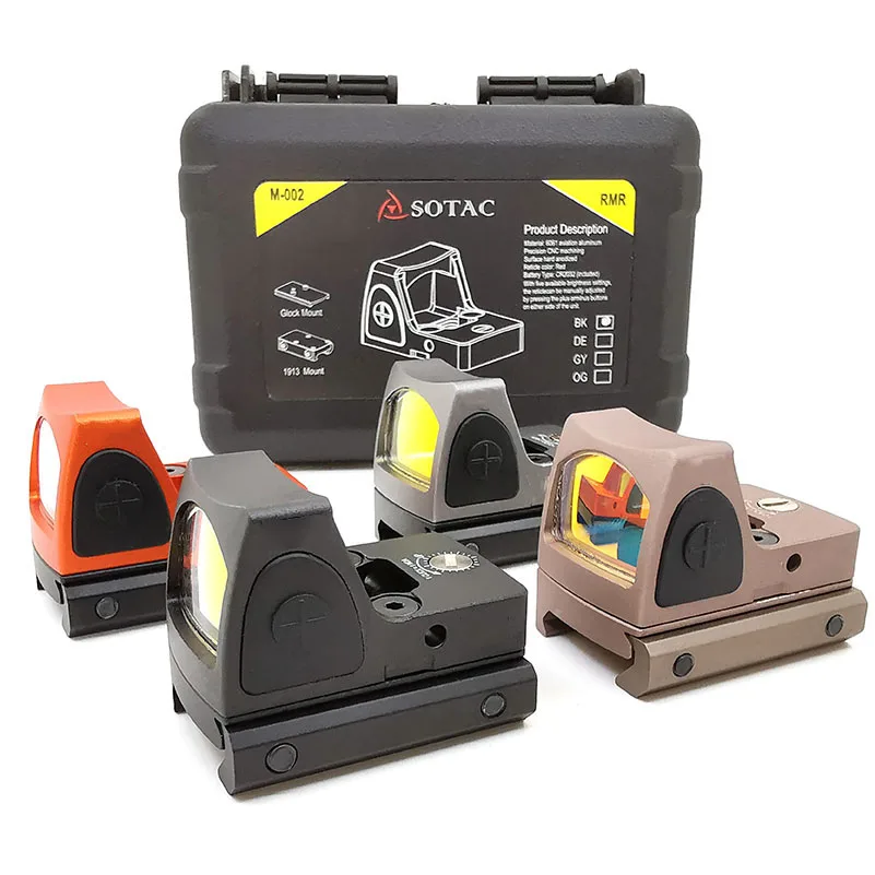 SOTAC-GEAR Mini RMR Vista de punto rojo Airsoft/caza riflescope vista alcance ajuste Weaver carril para colimador Glock/Rifle