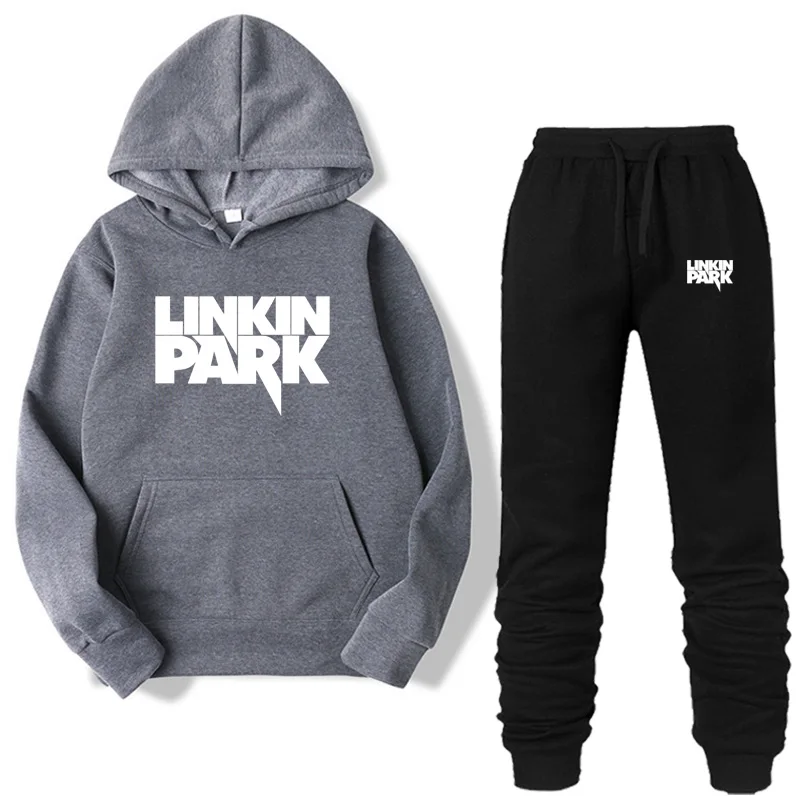 Модные толстовки с капюшоном LINKIN PARK из двух предметов, спортивная одежда для мужчин, спортивный костюм с капюшоном, осенняя мужская брендовая одежда, толстовки+ штаны, комплекты
